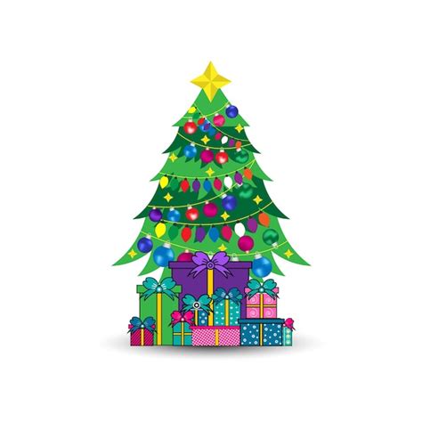 Rbol De Navidad Decorado Con Cajas De Regalo Vector Premium