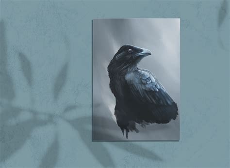 Raven Crow Elegant Art Print A5 Illustration Wall Decoration Wall Art Poster Women Art Original ...