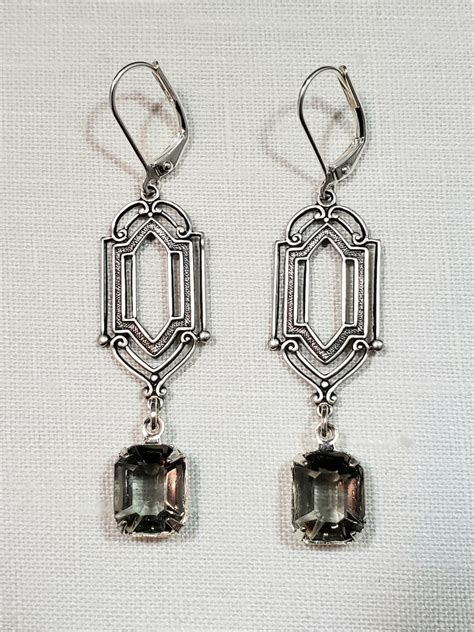 Black Diamond Art Deco Earrings Art Deco Jewelry 1920s - Etsy