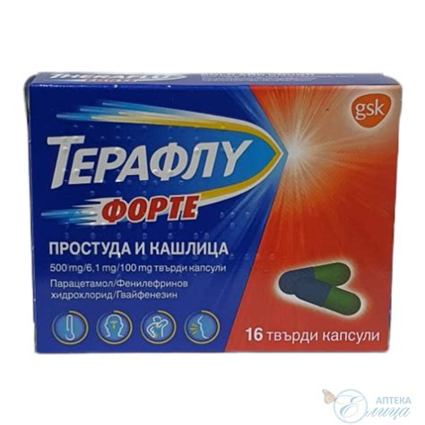 ТЕРАФЛУ ФОРТЕ ПРОСТУДА И КАШЛИЦА Х 16 КАПС. | Аптека Елица