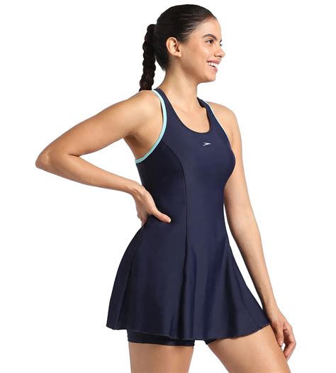 Buy Speedo Reacerback Swimdress Essential With Boyleg Truenavy Marine Blue Swimwear Online