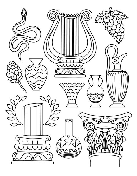 Ancient Greece Coloring Page Hand Illustrations Plaster Antique