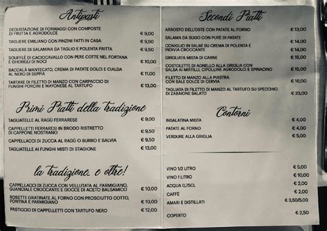 Menu At Osteria I Quattro Angeli Restaurant Ferrara