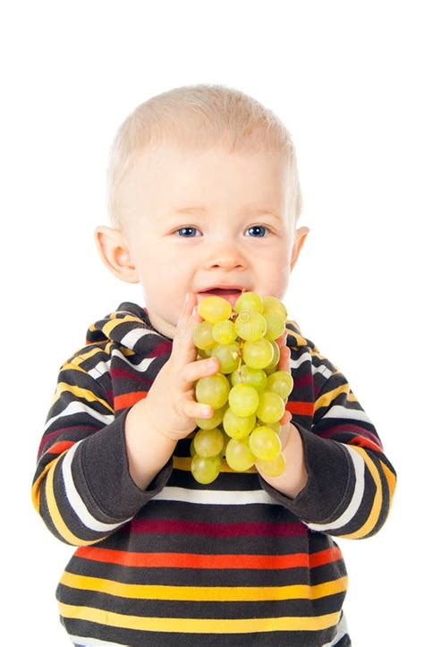 Beautiful Child Boy Eating Grapes Stock Photo Image Of Green Meal