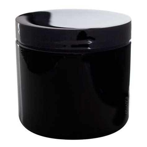 Black Plastic Straight Sided Jar With Black Foam Lined Lid 16 Oz 480 Ml 6 Pack