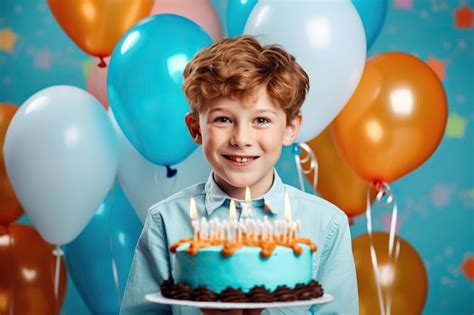 Happy Birthday Young Little Boy Holding Up T Premium Ai Generated