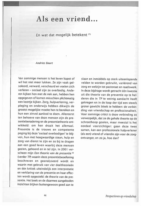 Pdf Als Een Vriend En Wat Dat Mogelijk Betekent [as A Friend