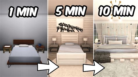 Building A Bedroom In Bloxburg In 1 Minute 5 Minutes And 10 Minutes Youtube