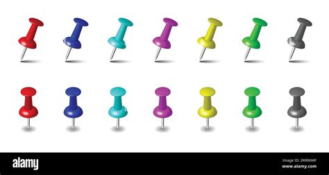 Colorful Push Pin Collection Set Background Stock Vector Image And Art