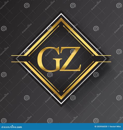 Logotipo De Letra Gz Em Forma Quadrada Dourado E Ornamentos Geom Tricos