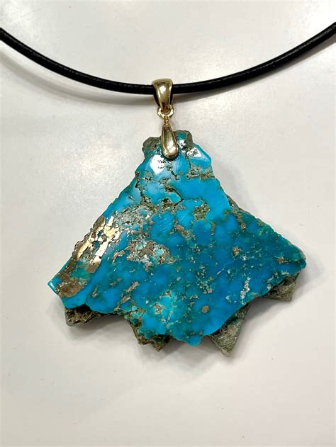 Battle Mountain Blue Gem Turquoise Pendant Specimen High Grade Intense