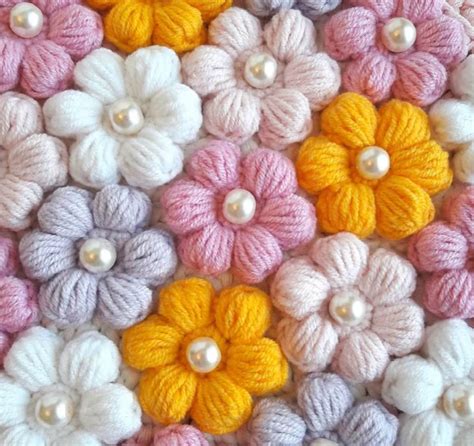 Crochet 3D Puff Flower