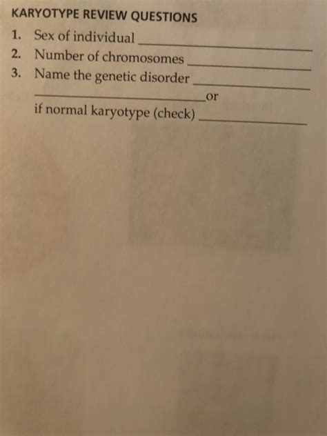 KARYOTYPE REVIEW QUESTIONS Sex Of Individual Chegg