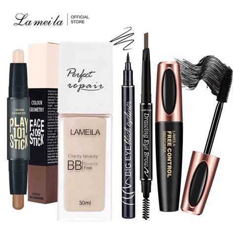 Lameila Makeup Set Bb Cream Contouring Stick Mascara Eyebrow Pencil