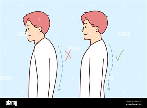 Man With Correct And Incorrect Posture Or Hidden Spine That Negatively