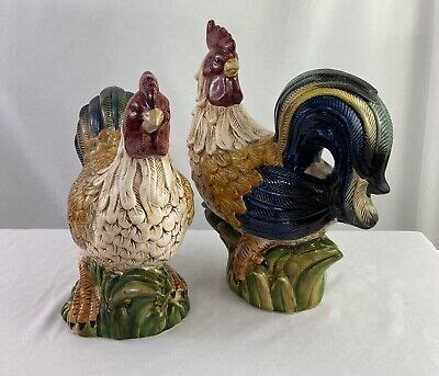 Farmhouse Chicken And Rooster Colorful Ceramic Porcelain Vintage EBay