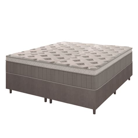 Cama Box Casal Queen Colch O Molas Ensacadas Mega X X Cm Cinza