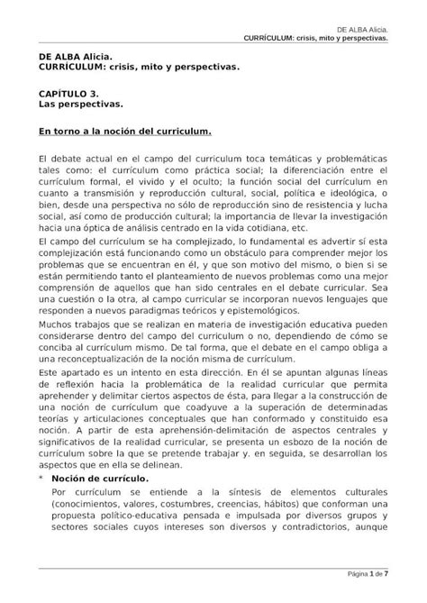 DOC Resumen De ALBA Alicia Curriculum Crisis Mito Y Perspectivas