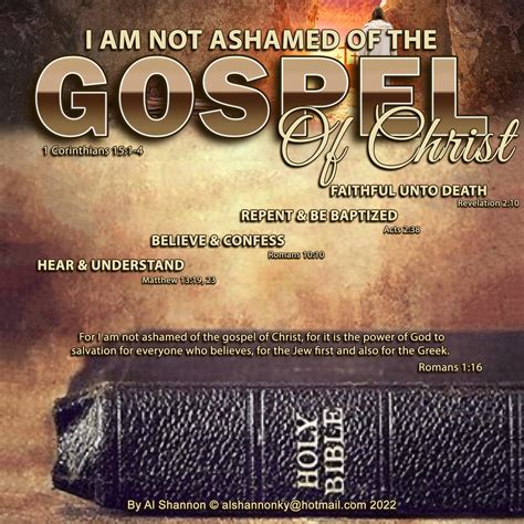 I Am Not Ashamed Of The Gospel Of Christ Biblical Proof