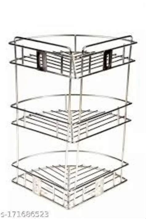 polished stainless steel  shelf multipurpose corner stand