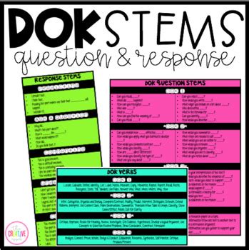 DOK Question And Response Stems By Terri Thornton TPT