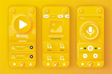 Music Player Concept Neumorphic Templates Set Player Interface With