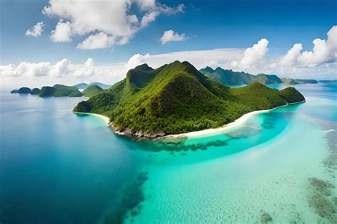 Premium Ai Image A Panoramic Aerial View Of A Tropical Island