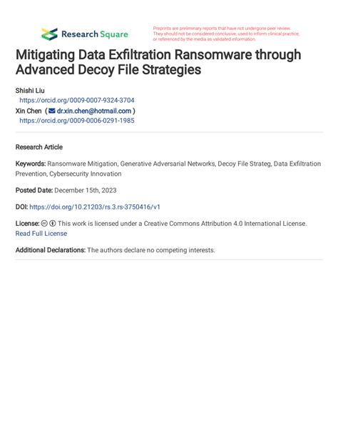 PDF Mitigating Data Exfiltration Ransomware Through Advanced Decoy