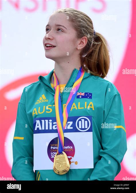 Australias Isis Holt With Her Gold Medal For The Womens 200m T35