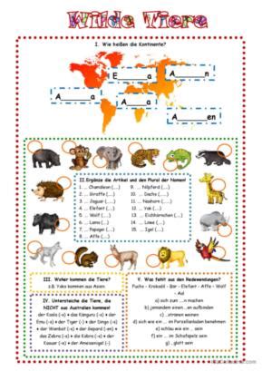 703 Tiere Deutsch DAF Arbeitsblätter pdf doc