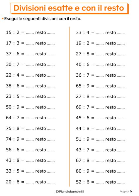 Divisioni Per E Esercizi Per La Scuola Primaria Artofit
