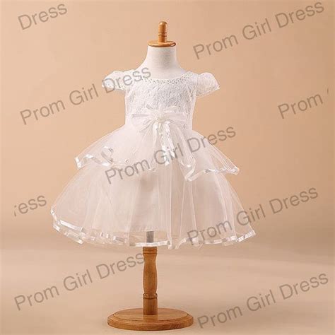 A Line Princess Jewel Organza Tulle Flower Girl Dress With Ruffle Prom