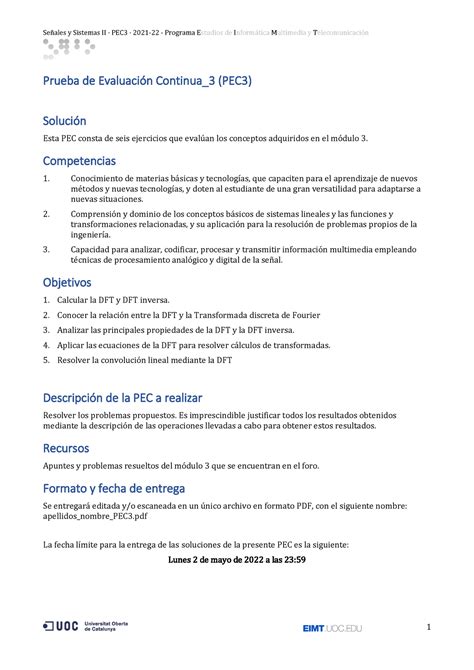 Sisii Pec Sol Prueba De Evaluaci N Continua Pec