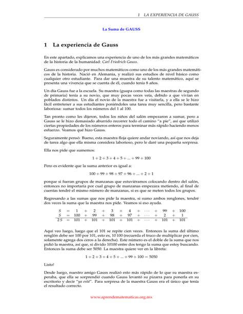 La Suma De Gauss Aprende Matemáticas