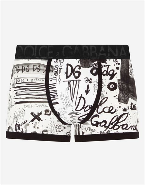 Dolce And Gabbana Logo Print Two Way Stretch Cotton Boxers Multicolor