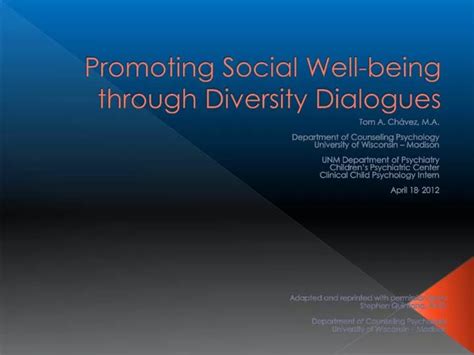 Ppt Promoting Social Well Being Through Diversity Dialogues