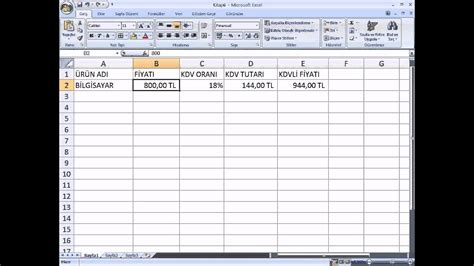 26 ÖRNEK KDV HESAPLAMA TABLOSU YouTube