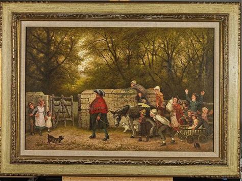 Antique Oil On Canvas Painting: Village Scene