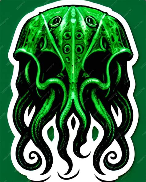 Premium Ai Image A Green Cthulhu With A Green Head And Eyes