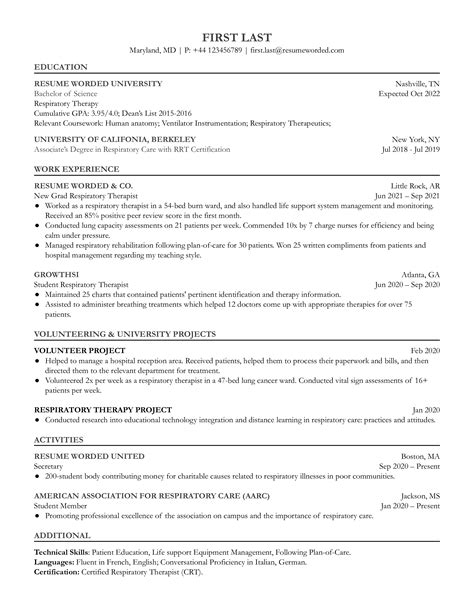 4 Respiratory Therapist Resume Examples for 2025 | Resume Worded