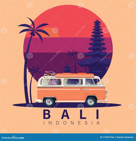 Bali Island Silhouette Illustration Vector Design Stock Vector