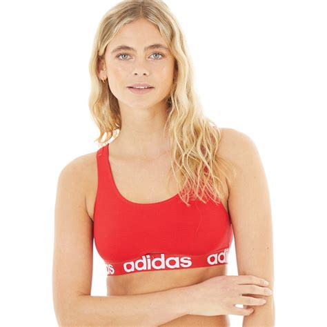 Buy Adidas Womens Sport Active Cotton Bos Logo Scoop Bralette Red