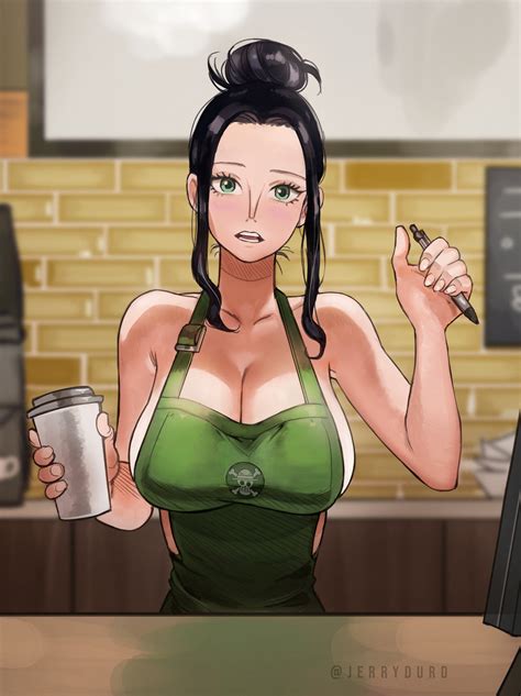 Rule 34 Apron Apron Only Aqua Eyes Barista Big Breasts Black Hair