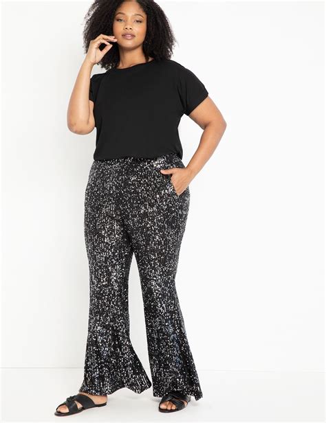 Flare Leg Sequin Pant Women S Plus Size Pants ELOQUII Sequin Pants