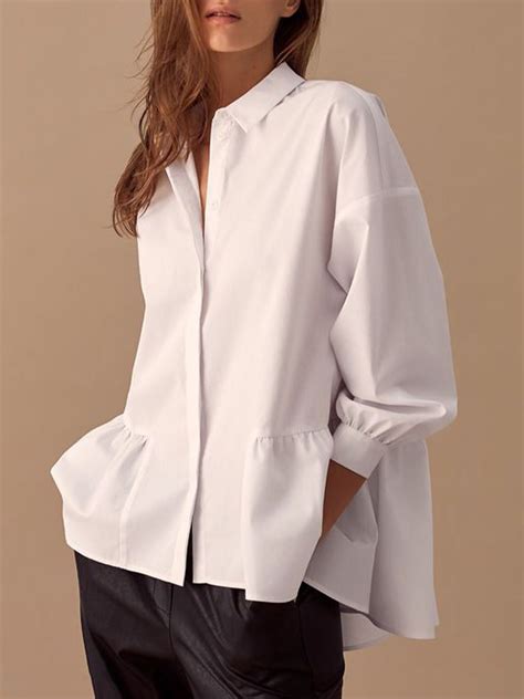 Casual Loosen Plain Shirt Collar Top Trendy Shirt Designs Fashion