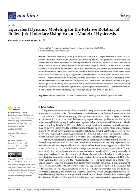 PDF Equivalent Dynamic Modeling For The Relative Rotation Of Bolted