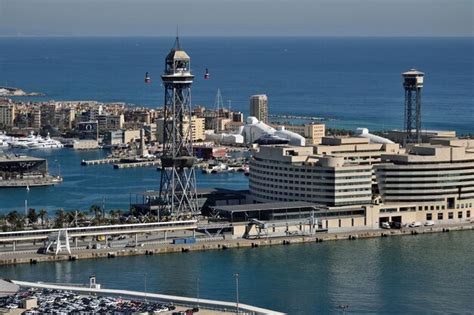 Premium Photo | Aerial view of the port of barcelona