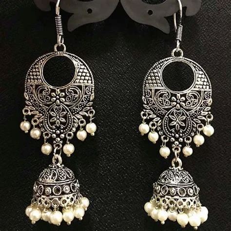 High Quality Indian Made Oxidized Jhumka Earring Sold By Per Pair Pack