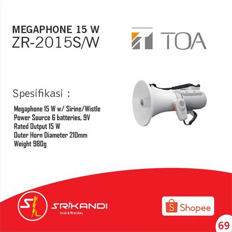 TOA Megaphone 15 W With Sirine Whistle ZR 2015S W