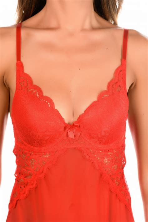 Ensemble Nuisette String Inoo Mana Couleur Rouge Taille S M L Xl Mademoiselle Lingerie